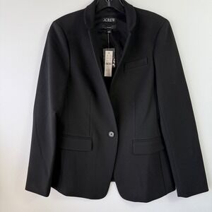 J.Crew Regent Blazer Black Carreman French Fabric Single Button Jacket CD122 New